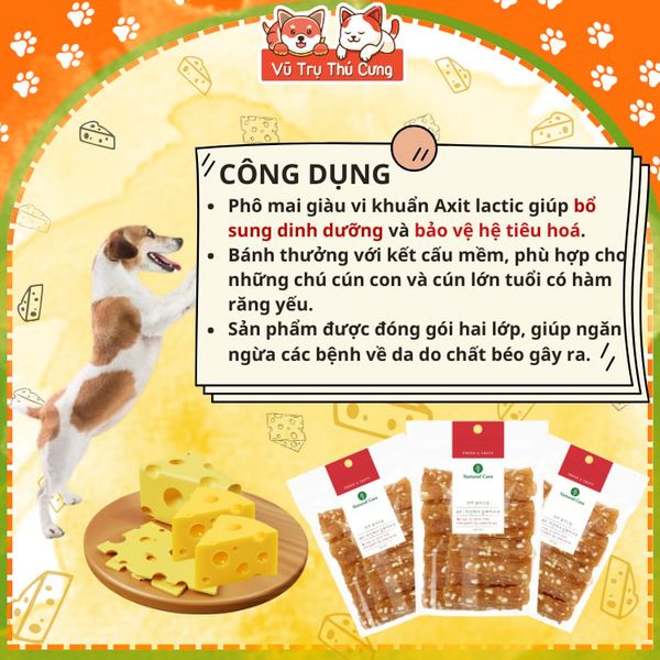 Snack Cho Chó Gà Sấy Phô Mai Natural Core 180g