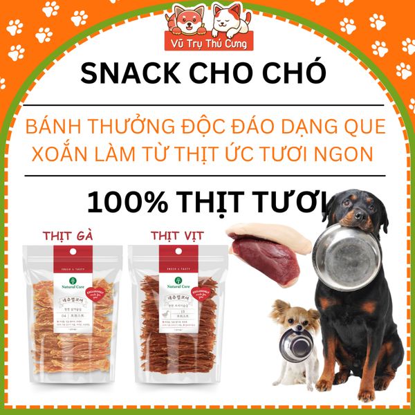 Snack cho chó Natural Core thịt ức gà vịt sấy Bánh thưởng thú cưng 180g
