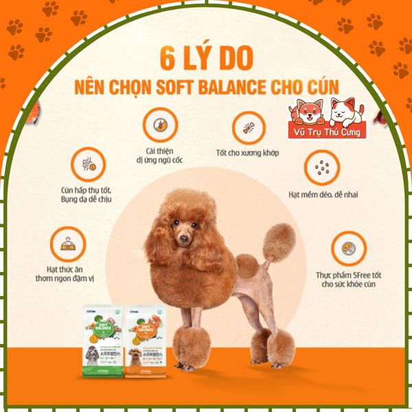 Thức ăn hạt mềm cho chó Soft Balance mượt lông và chắc xương 1.2KG