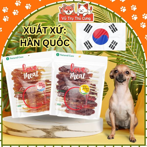 Snack cho chó cuộn Da bò Natural Core 160g - Vị thịt gà, thịt vịt