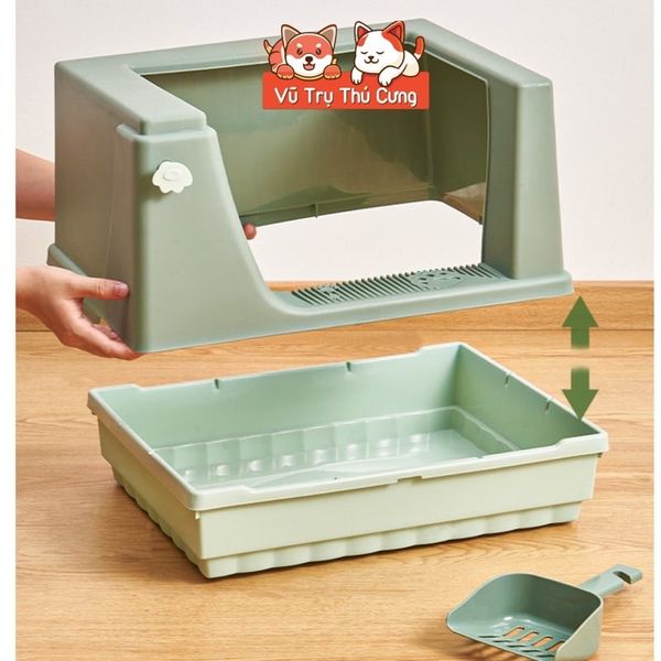 Nhà vệ sinh cho Mèo thành cao, chống văng cát, tặng kèm xẻng