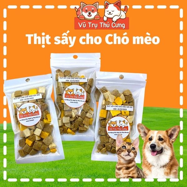 Thịt gà sấy cho Chó mèo 30g, Snack chó mèo nhiều dinh dưỡng