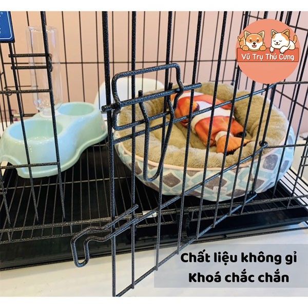 Chuồng sắt vân đá tĩnh điện nan dày không gỉ cho Chó mèo size vừa