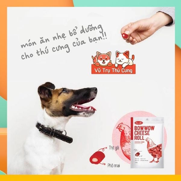 Snack cho Chó Phô mai cuộn Thịt gà Bowwow Hàn Quốc 120g