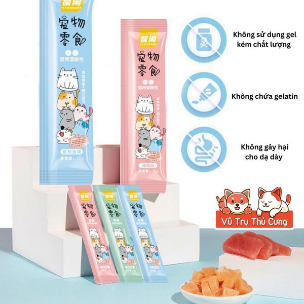 Combo 10 thanh Súp thưởng cho mèo Shizuka 15g giá rẻ, Snack ăn vặt cho thú cưng giá rẻ