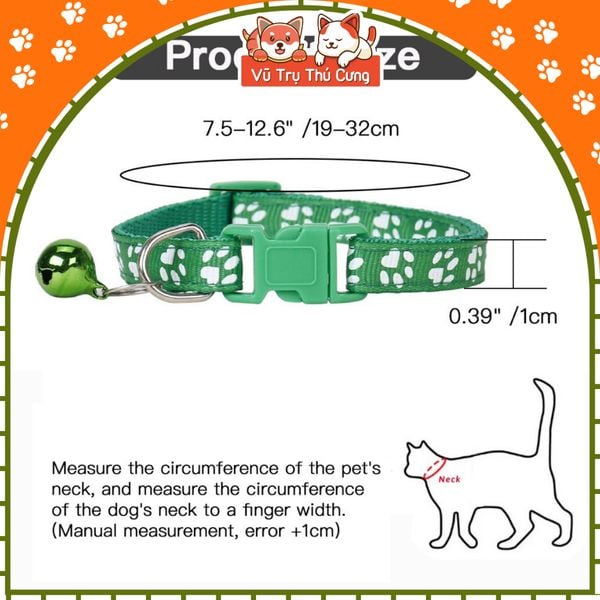 Vòng cổ chó mèo thú cưng nhiều màu sắc với họa tiết chân thú