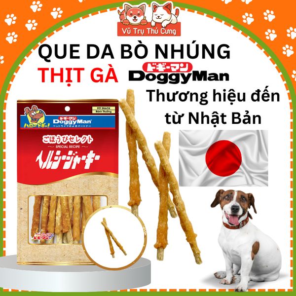 Snack Cho Chó Que Da Bò Nhúng Thịt Gà DoggyMan (10 Que)