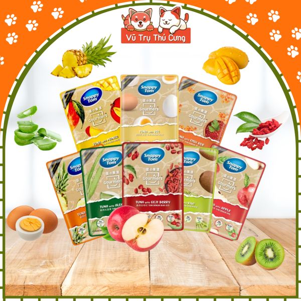 Thùng 24 Gói Pate Snappy Tom Trái Cây Cho Mèo 70g Mix Vị