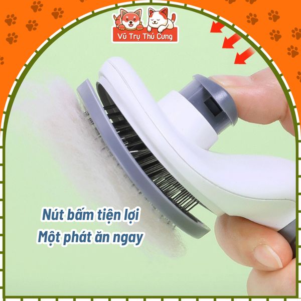 Lược chải lông chó mèo có nút bấm lấy lông tiện lợi, size lớn