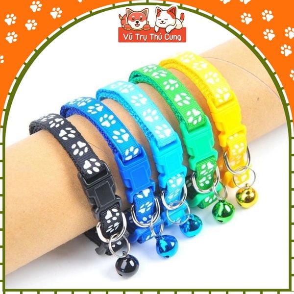 Vòng cổ chó mèo thú cưng nhiều màu sắc với họa tiết chân thú
