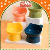 Bát ăn cho chó mèo chống gù lưng, họa tiết tai gấu màu pastel