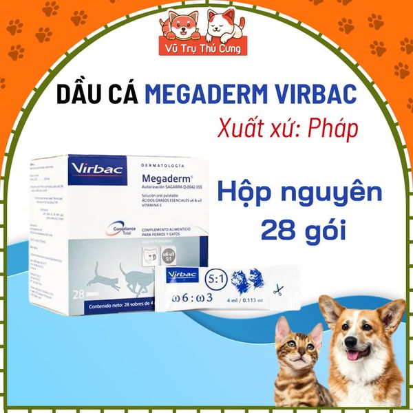 (Hộp 28 gói) Gel Dinh Dưỡng Chăm Sóc Lông Da Cho Chó Mèo Megaderm Virbac