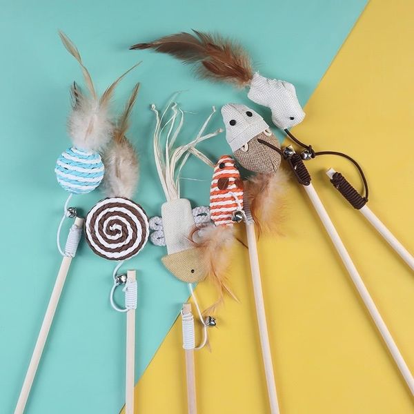 Đồ chơi Cần câu vờn mèo que gỗ