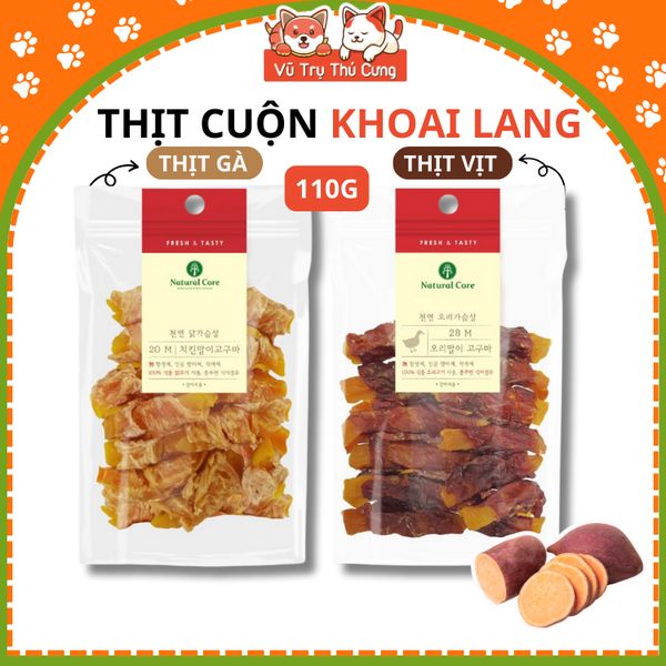 Snack Cho Chó Thịt Cuộn Khoai Lang Natural Core 110g