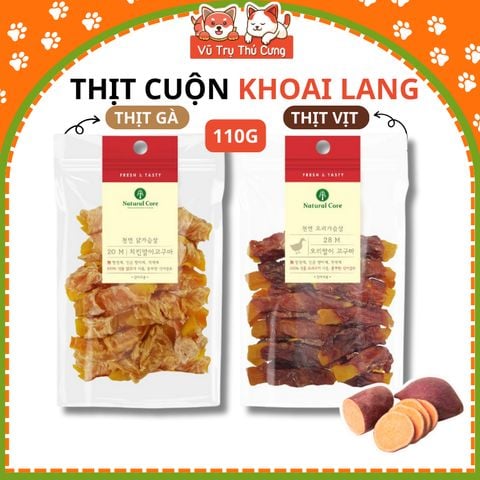 Snack Cho Chó Thịt Cuộn Khoai Lang Natural Core 110g