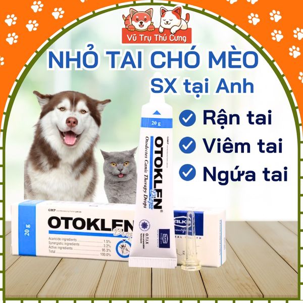 Nhỏ vệ sinh tai chó mèo, ve tai, rận tai, hôi tai OTOKLEN, ORIDERMYL