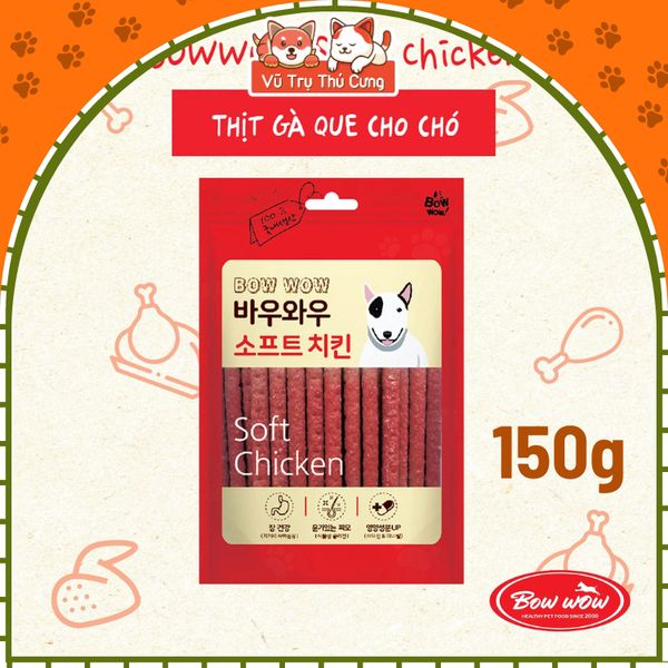 Snack Que Mềm Vị Cá Hồi Gà Cho Chó Bowwow Hàn Quốc 150g