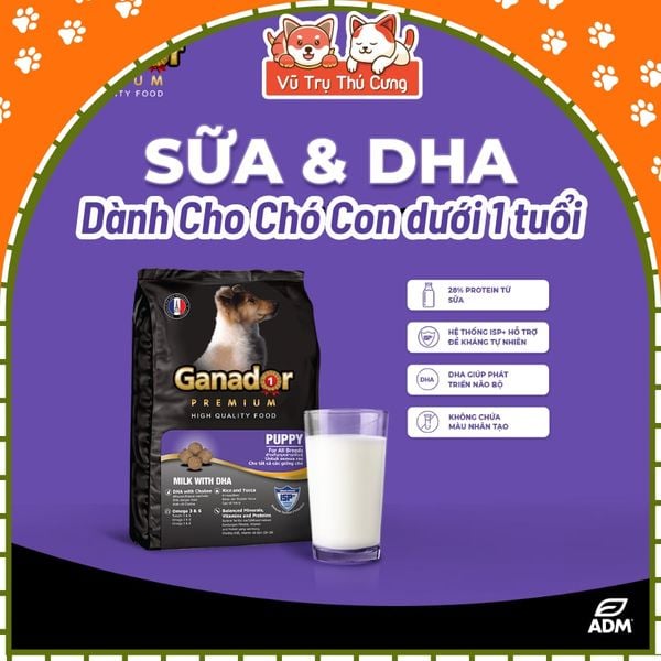 (3KG TẶNG 400G) Thức ăn hạt cho Chó con, Chó trưởng thành Ganador