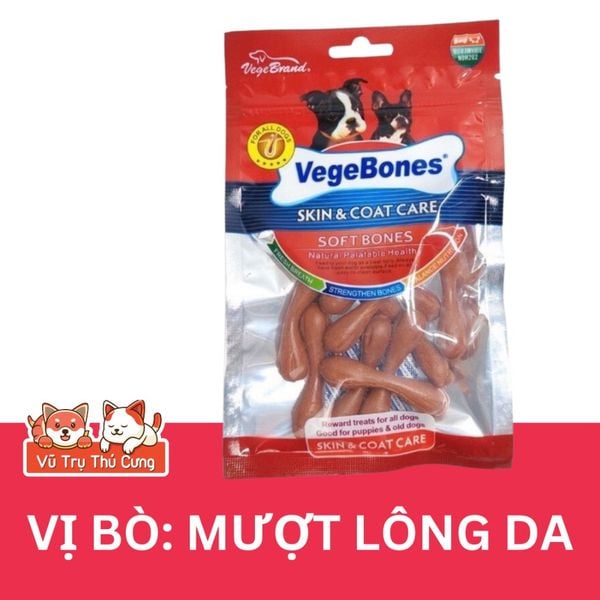 Xương thưởng mềm cho Chó gặm sạch răng, bổ sung dinh dưỡng VegeBones 60g