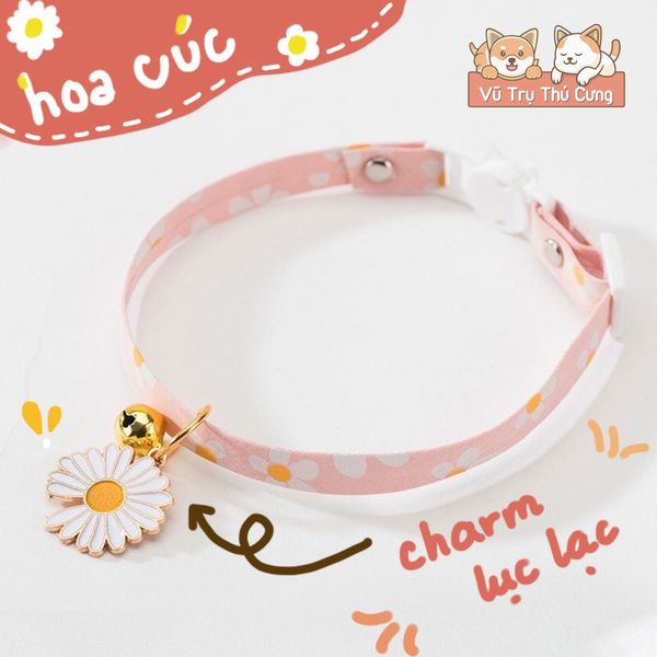 Vòng cổ Chó Mèo có chuông lục lạc kèm Charm Cute