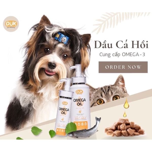 Dầu cá hồi dưỡng lông mềm mượt, ngăn rụng lông cho Chó Mèo DUK 150ml