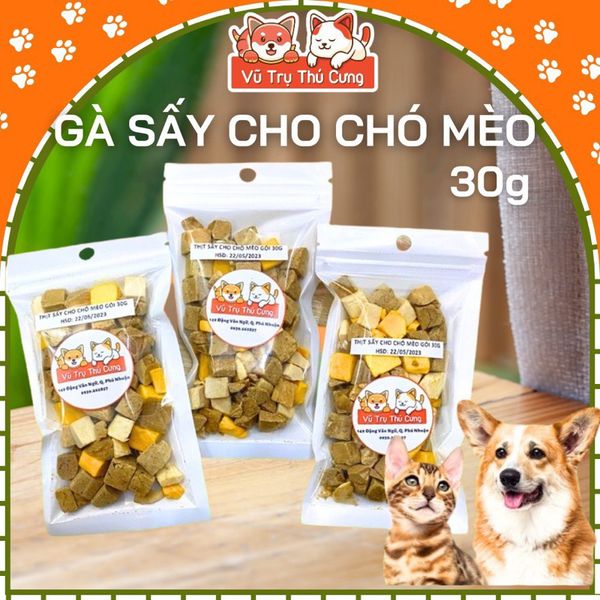 Thịt gà sấy cho Chó mèo 30g, Snack chó mèo nhiều dinh dưỡng