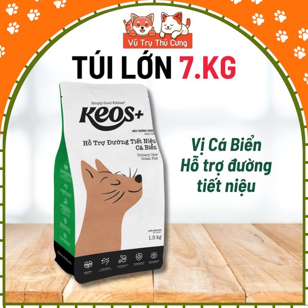 (7Kg) Thức Ăn Hạt Cho Mèo Keos Hỗ Trợ Tiết Niệu và Tiêu Búi Lông