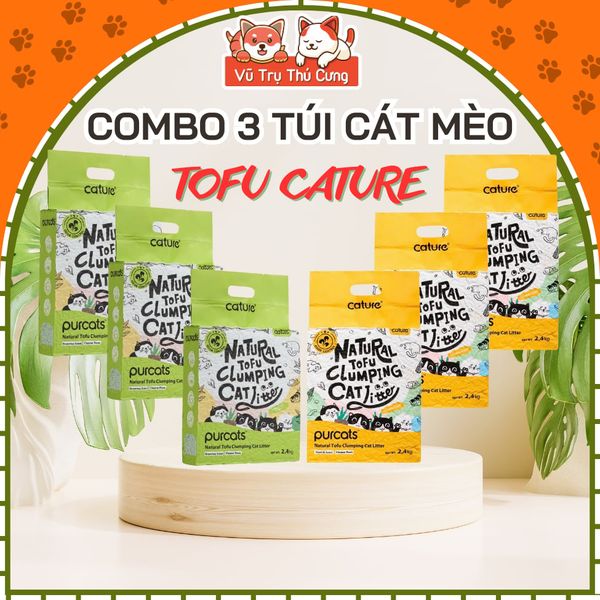 Combo 3 Túi Cát Đậu Nành Tofu Cature Cho Mèo 6L