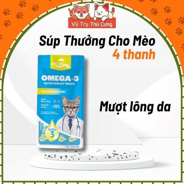 Súp Thưởng Cho Mèo Mượt Lông, Tốt Cho Tiêu Hóa Mr.Vet 4 Thanh