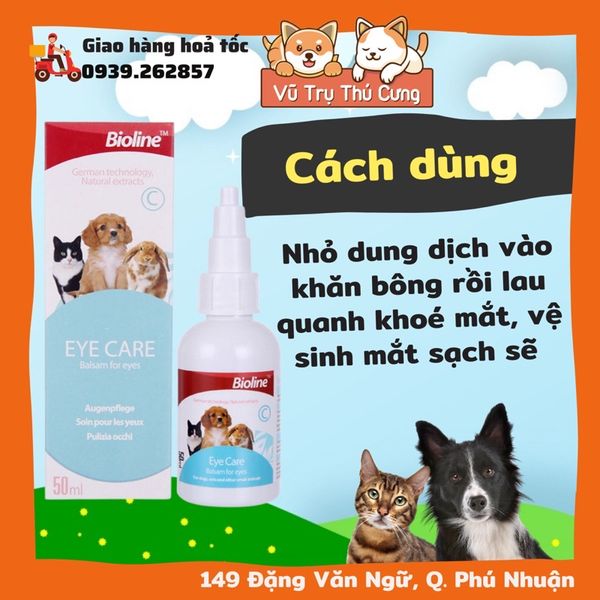 Dung dịch vệ sinh khoé mắt cho Chó Mèo Thỏ Bioline 50ml