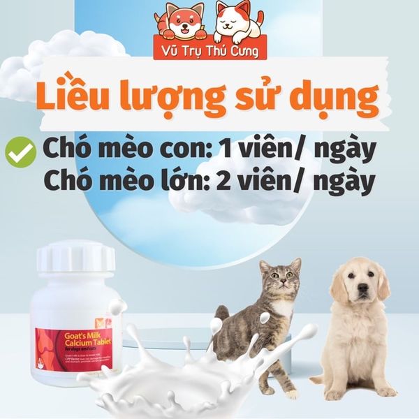 Viên canxi sữa dê Bioline cho chó mèo hộp 160 viên