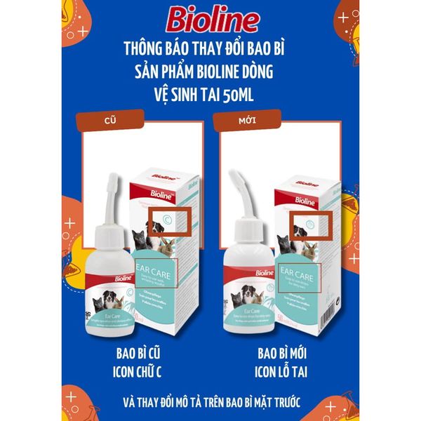 Nước nhỏ tai, vệ sinh tai cho Chó mèo, Bioline 50ml