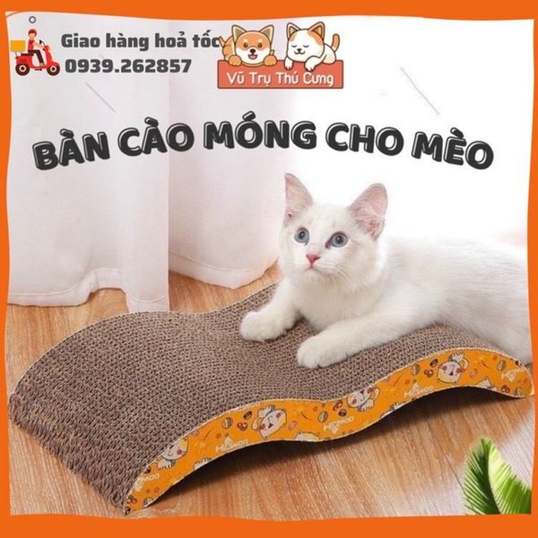 Đồ chơi bàn cào móng cho Mèo bằng carton giúp Mèo thư giãn,  kèm cỏ mèo