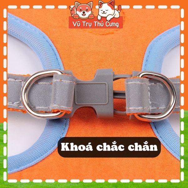 Đai yếm kèm dây dắt thú cưng đi dạo, thiết kế nịt ngực chắc chắn, tiện lợi