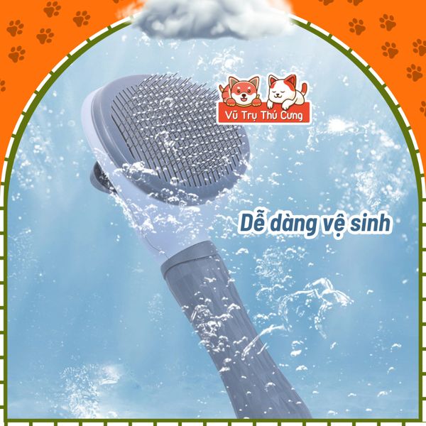 Lược chải lông chó mèo có nút bấm lấy lông tiện lợi, size lớn