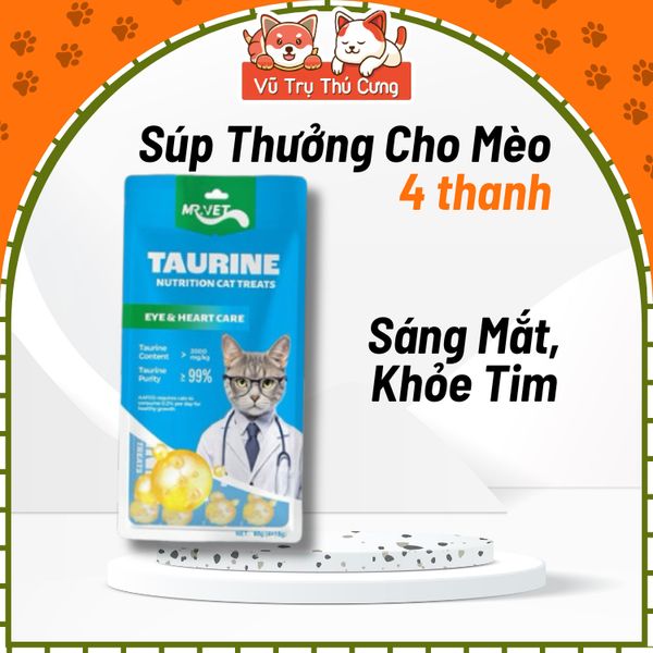 Súp Thưởng Cho Mèo Mượt Lông, Tốt Cho Tiêu Hóa Mr.Vet 4 Thanh