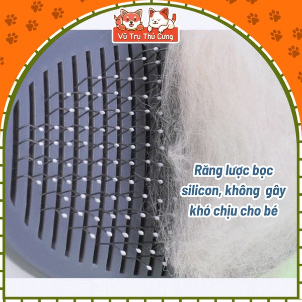 Lược chải lông chó mèo có nút bấm lấy lông tiện lợi, size lớn