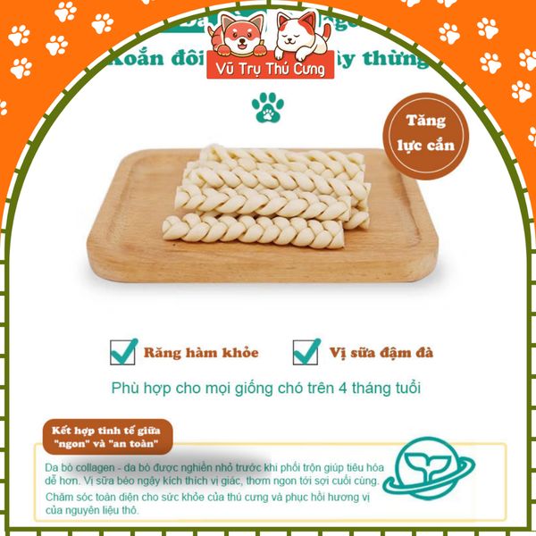 Snack Cho Chó Que Da Bò Xoắn Đôi Hương Sữa DoggyMan 90g