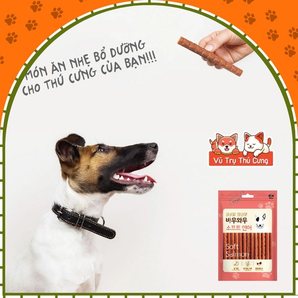 Snack Que Mềm Vị Cá Hồi Gà Cho Chó Bowwow Hàn Quốc 150g