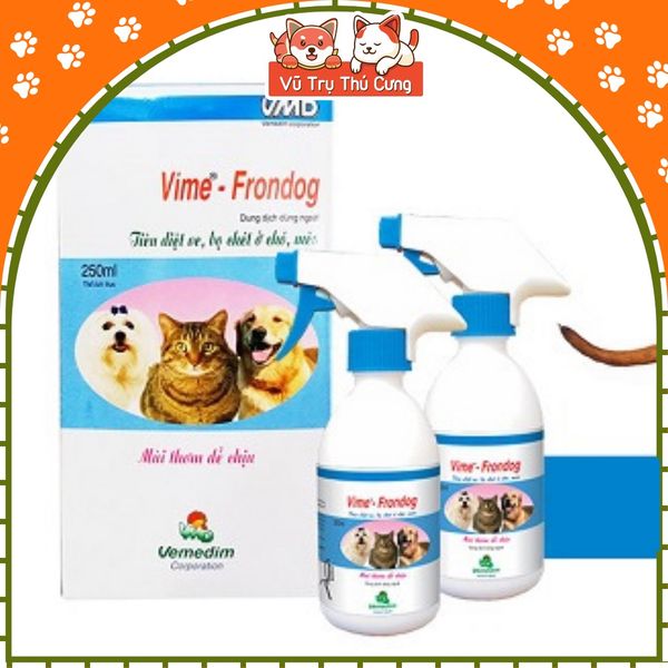 Chai xịt diệt ve rận, bọ chét cho Chó mèo Vime Frondog 250ml