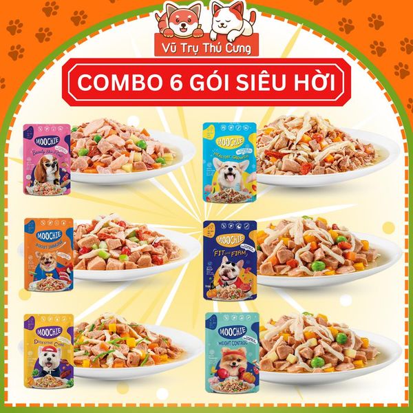 Combo 6 gói Pate Moochie cho Chó đủ các vị, bổ sung protein từ thịt và chất xơ từ rau củ quả