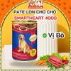Pate Smartheart Cho Chó lon 400g nhiều dinh dưỡng, Thức ăn ướt cho chó vị Bò, Gà