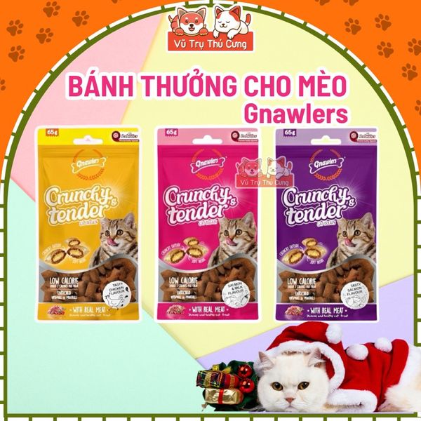 Bánh thưởng cho mèo có nhân Gnawlers 65g