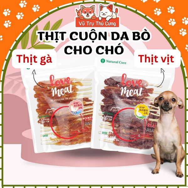 Snack cho chó cuộn Da bò Natural Core 160g - Vị thịt gà, thịt vịt