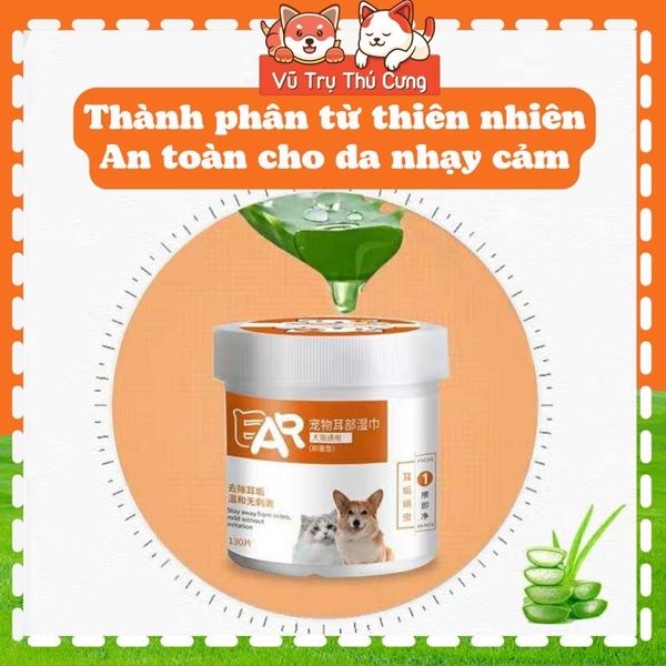 Khăn ướt lau mắt, lau tai cho Thú cưng hộp 130 miếng