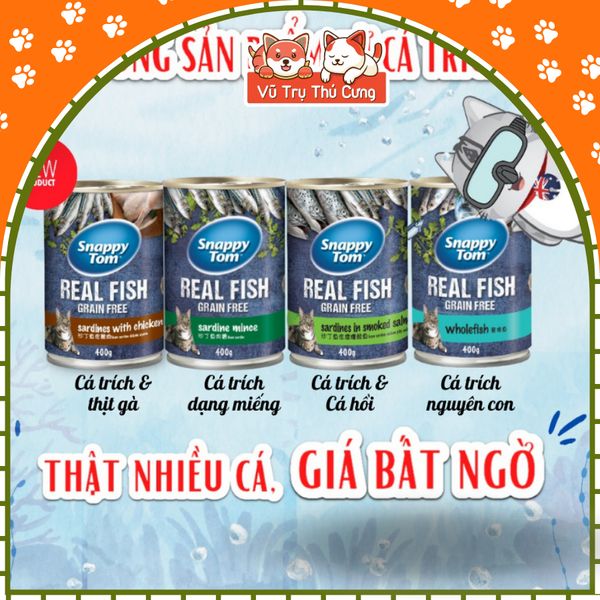 Pate lon Snappy Tom cho Mèo 400g, đủ hương vị