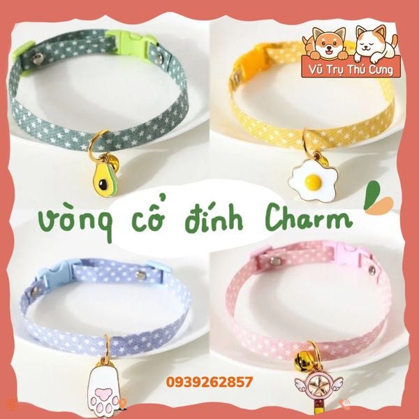Vòng cổ Chó Mèo có chuông lục lạc kèm Charm Cute