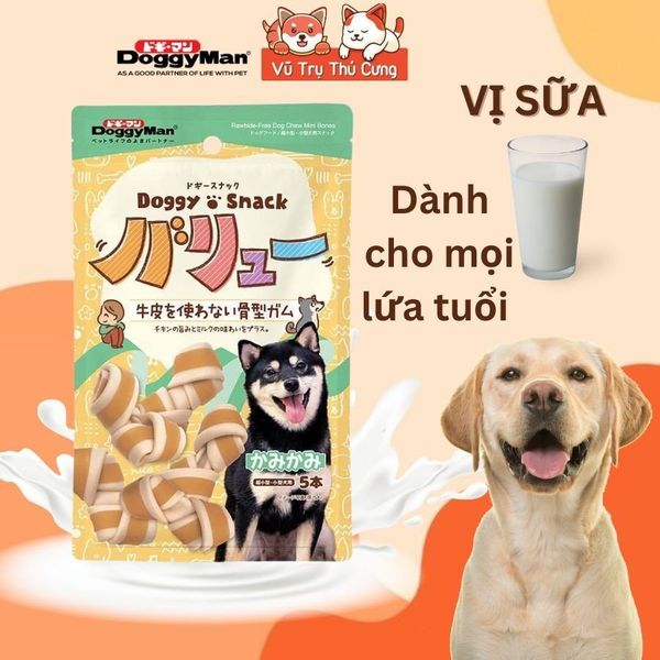 Snack cho Chó dạng Xương nơ hương sữa DoggyMan Nhật Bản (5 cây)2