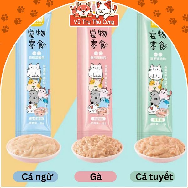 Combo 10 thanh Súp thưởng cho mèo Shizuka 15g giá rẻ, Snack ăn vặt cho thú cưng giá rẻ
