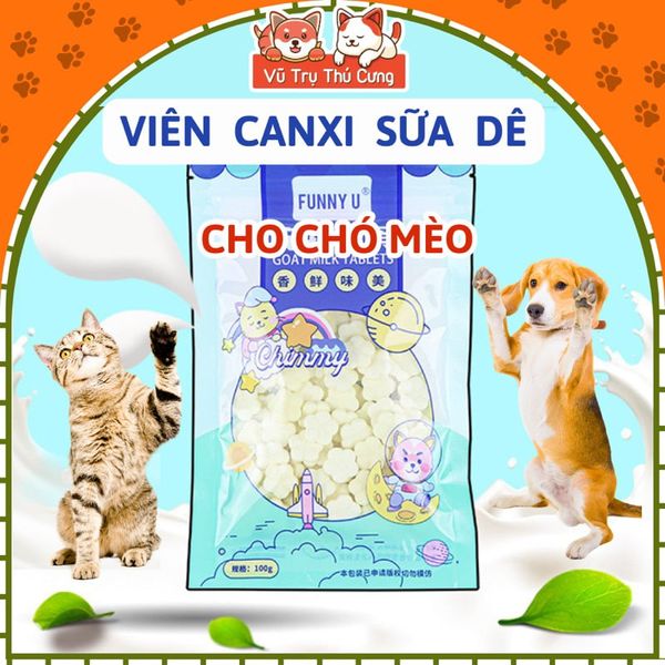 Viên xương sữa dê bổ sung Canxi cho Chó mèo Funny U 100g